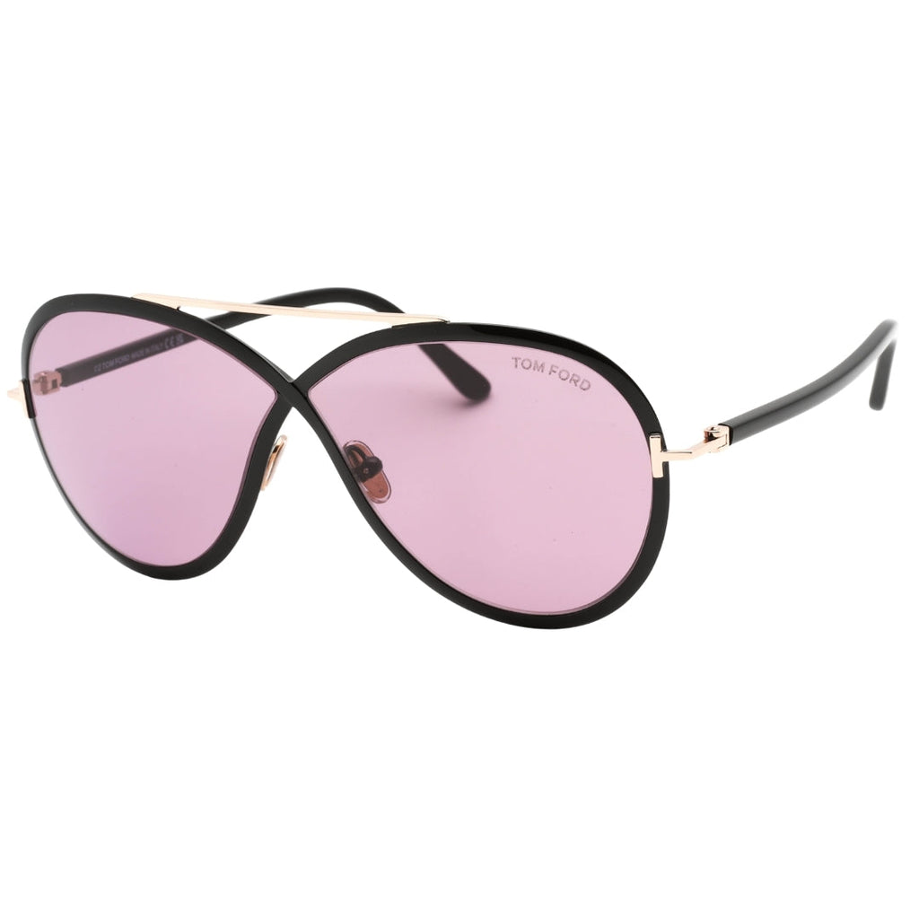 Tom Ford Rickie Violet Lens Shiny Black Sunglasses FT1007 01Y