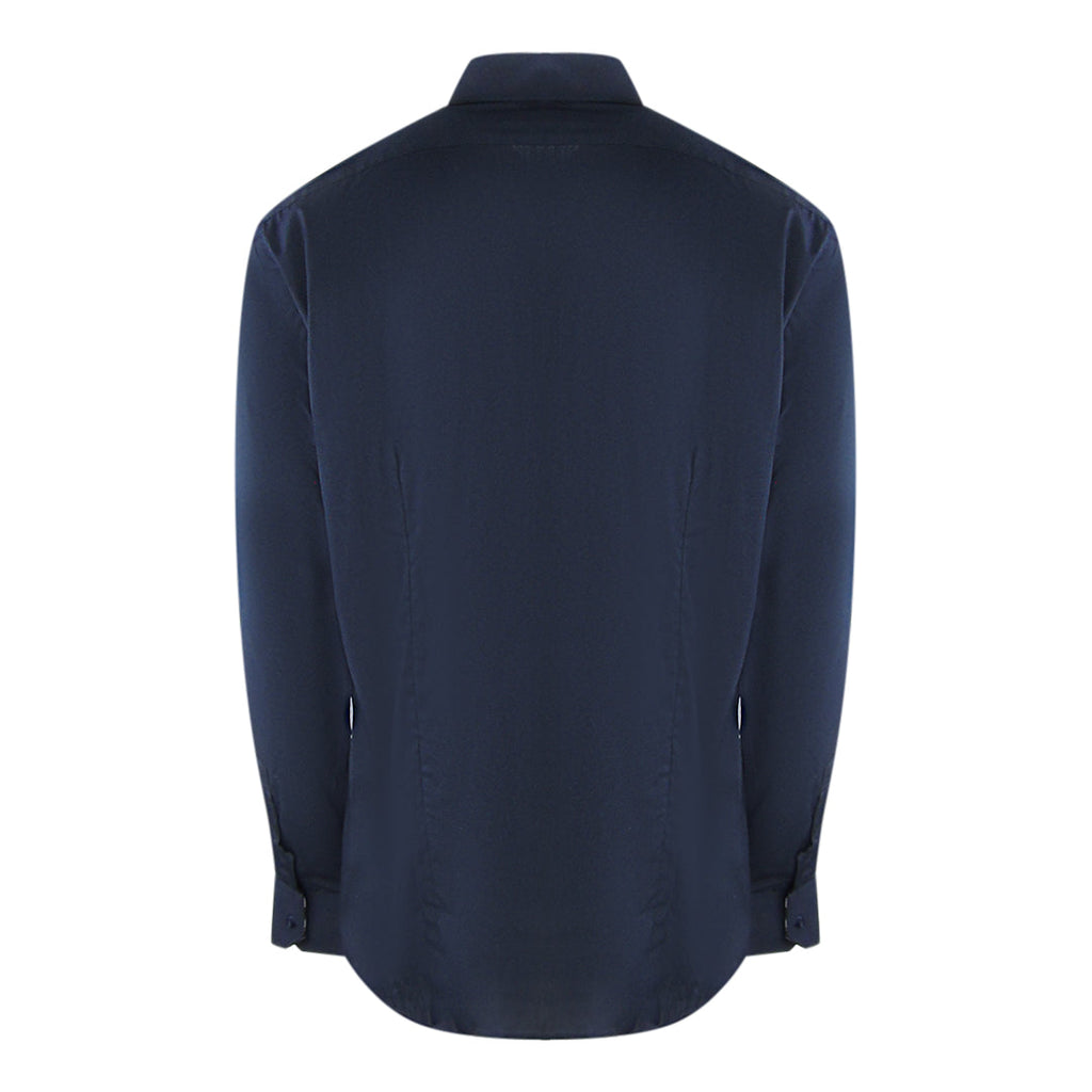 Aquascutum Plain Long Sleeved Dark Blue Shirt XL