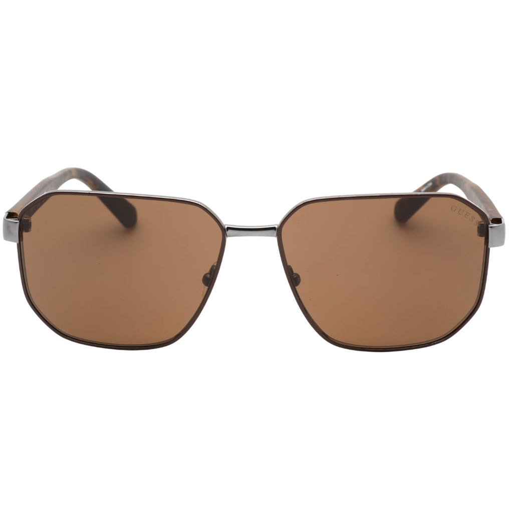 Guess Brown Lens Matte Gunmetal Sunglasses One Size