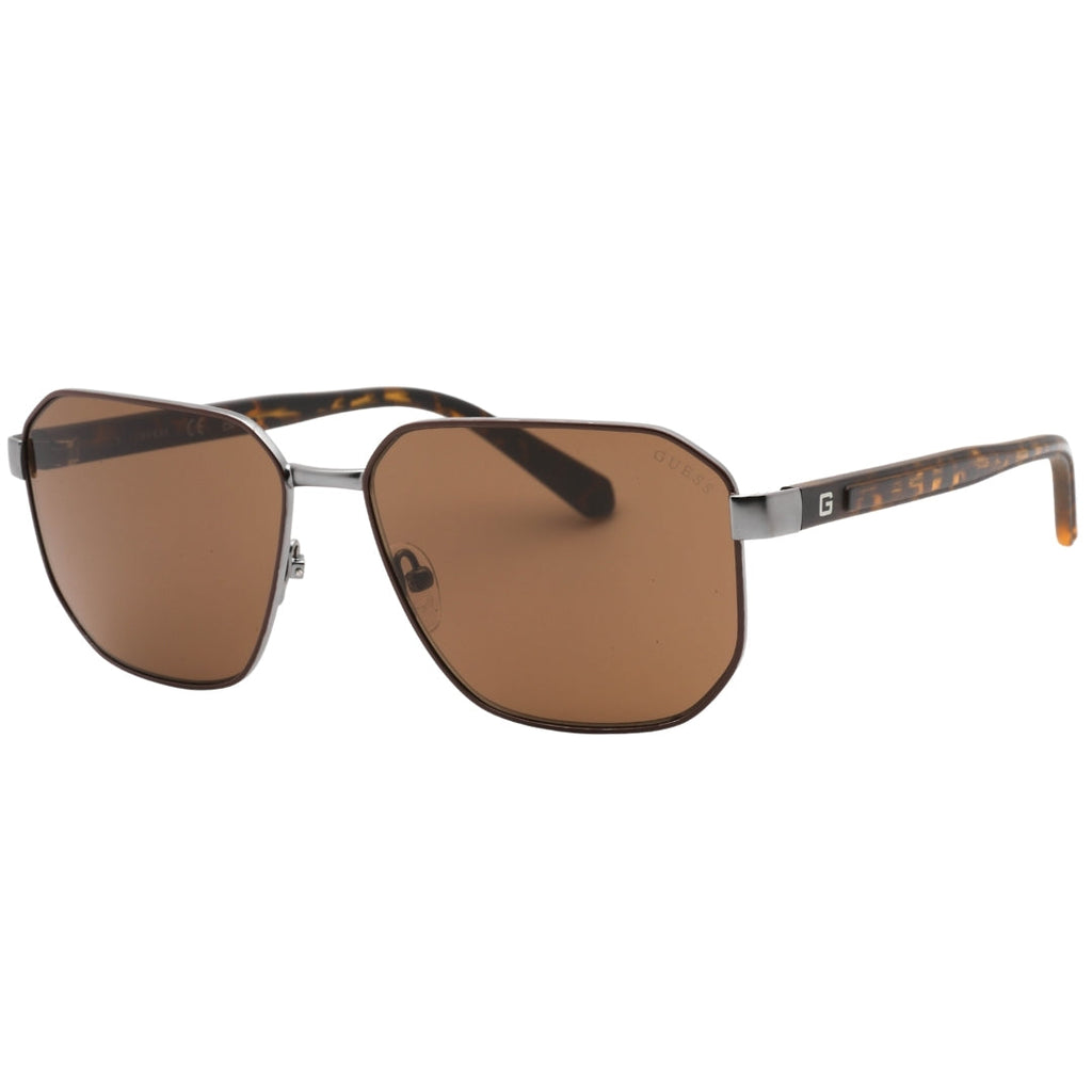 Guess Brown Lens Matte Gunmetal Sunglasses One Size