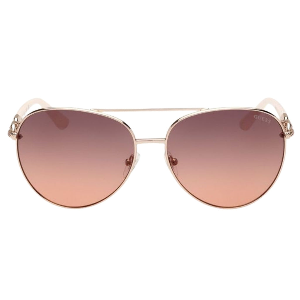 Guess Gradient Bordeaux Lens Shiny Rose Gold Sunglasses One Size