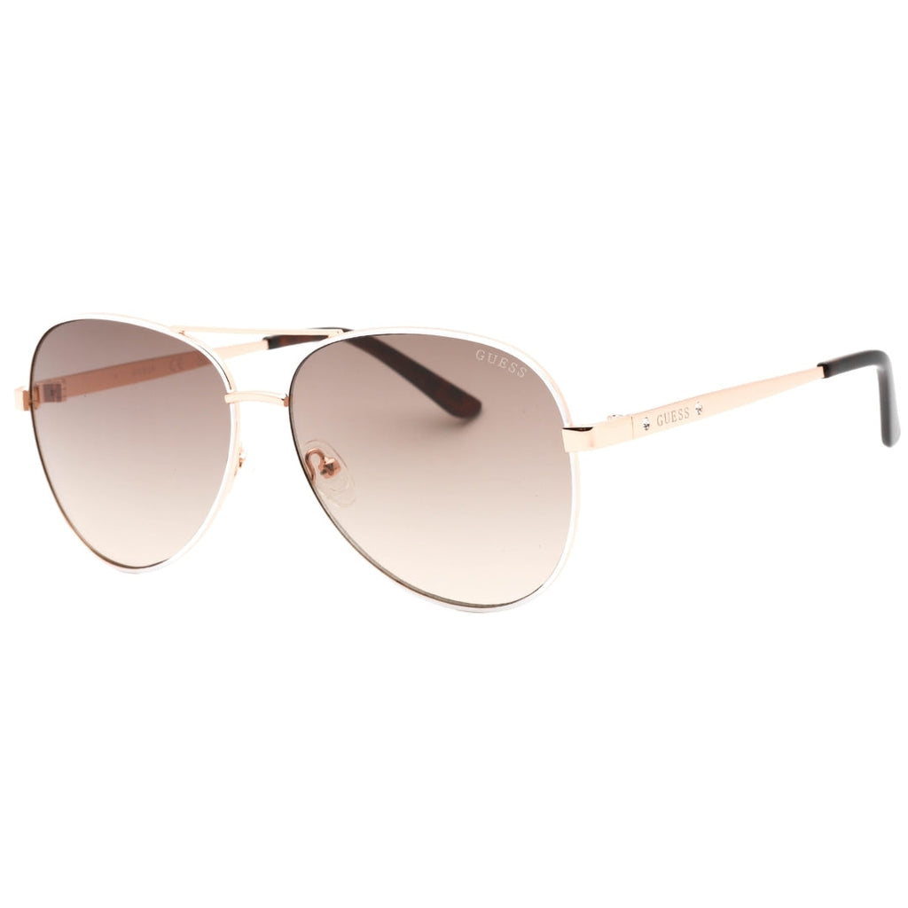 Guess Gradient Brown Lens White Framed Rose Gold Sunglasses GF6181 21F