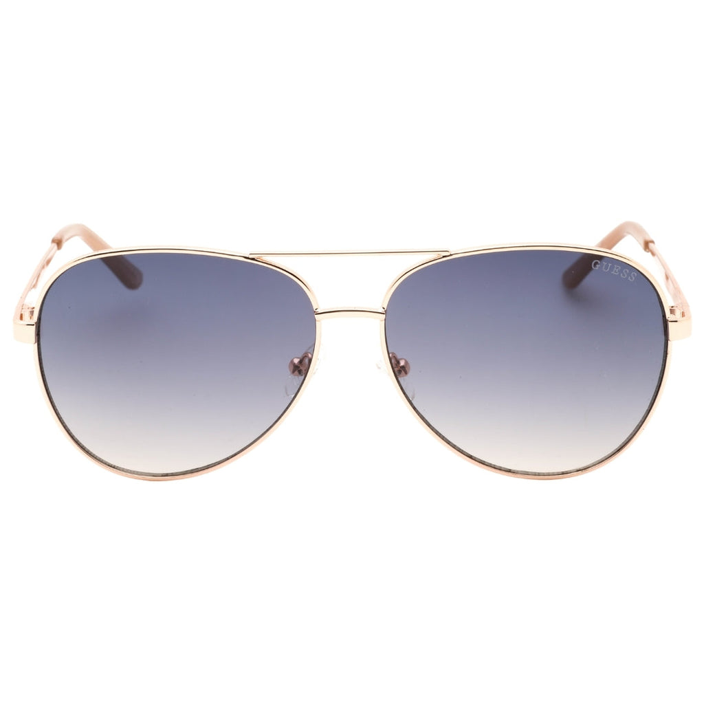 Guess Gradient Blue Lensed Shiny Rose Gold Sunglasses GF6181 28W