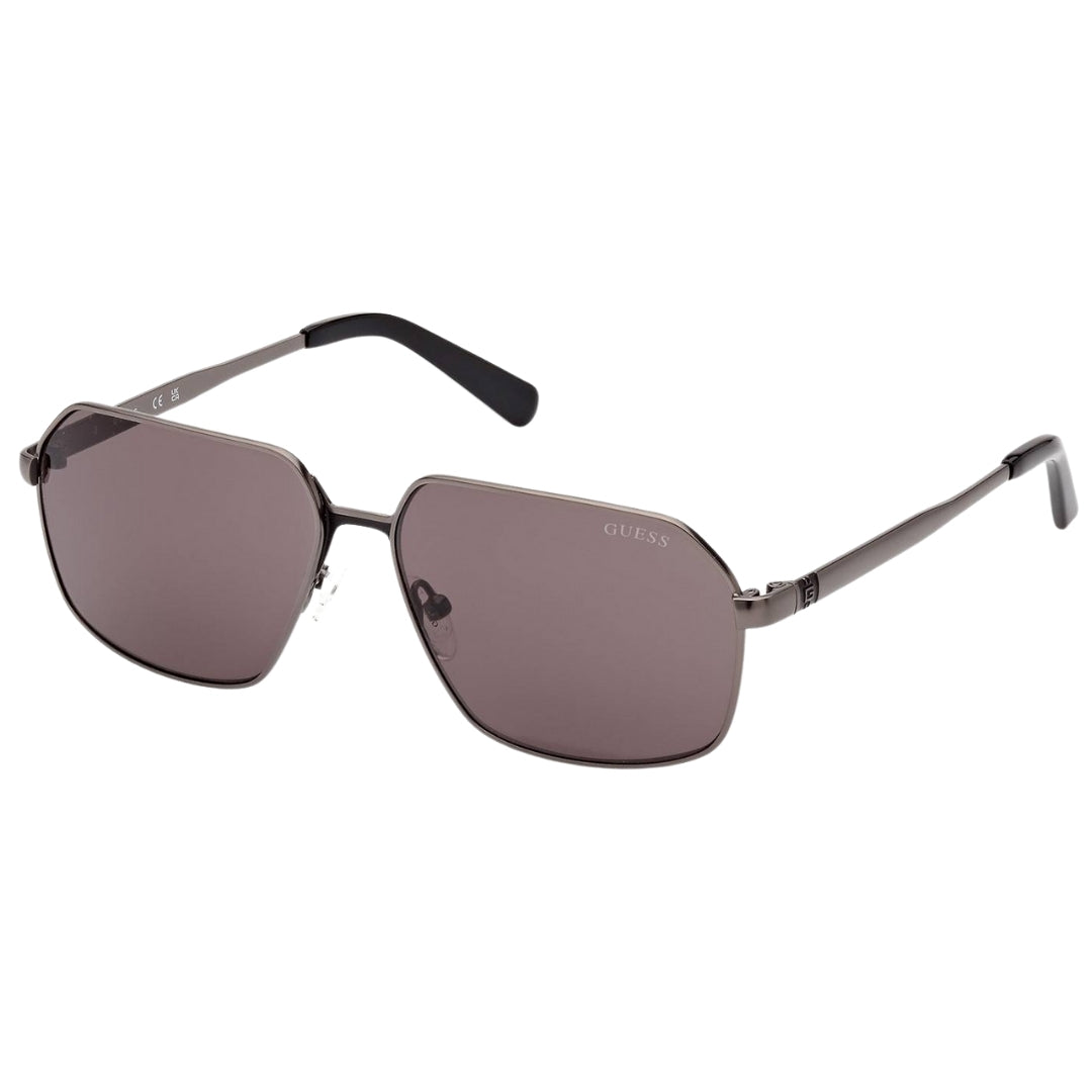 Guess Smoke Lens Matte Gunmetal Silver Framed Sunglasses One Size