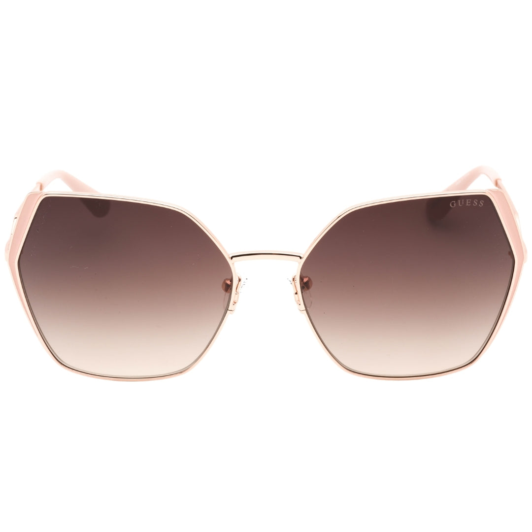 Guess Gradient Brown Lens Shiny Rose Gold Sunglasses GU7843 28F