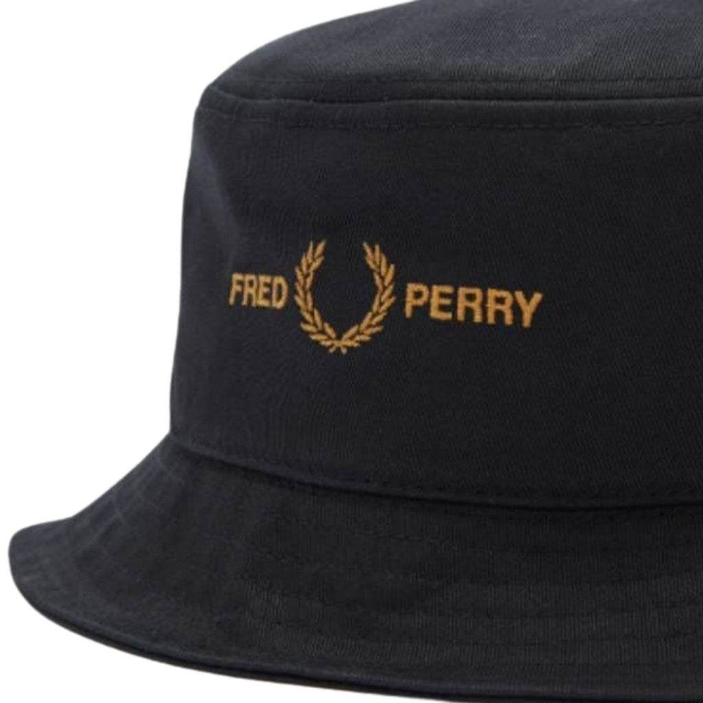 Fred Perry Multiple Logos Black Bucket Hat HW2641 102