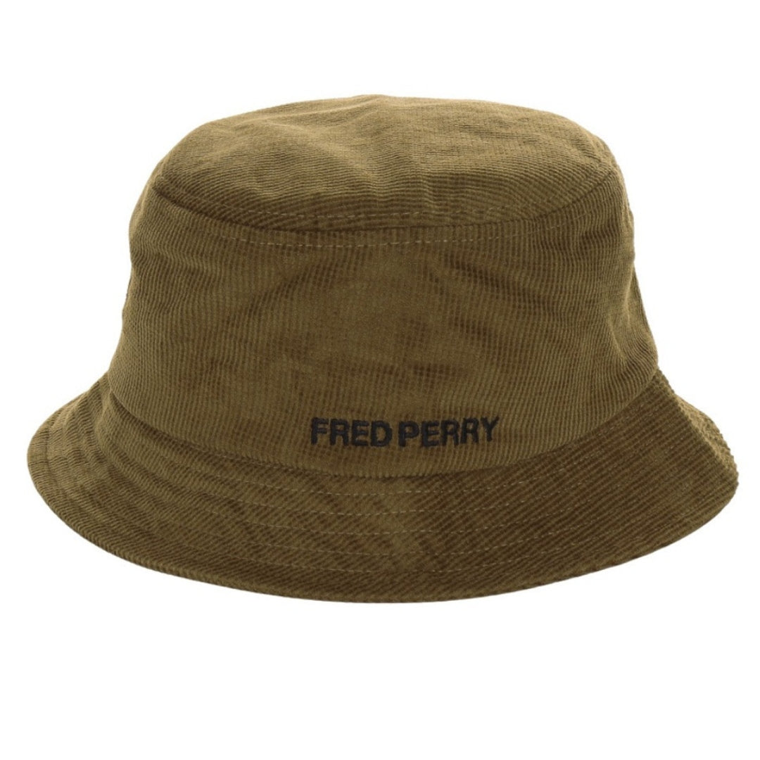 FRED PERRY HW6690 R44  SHADED STONE/BLACK CORD BUCKET HAT S