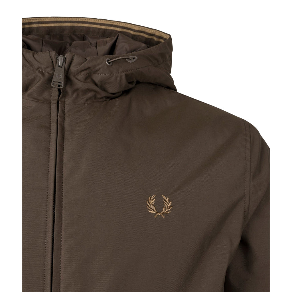 FRED PERRY J2585 Q21 BURNT TPBACCO PADDED HOODED BRENTHAM JACKET S