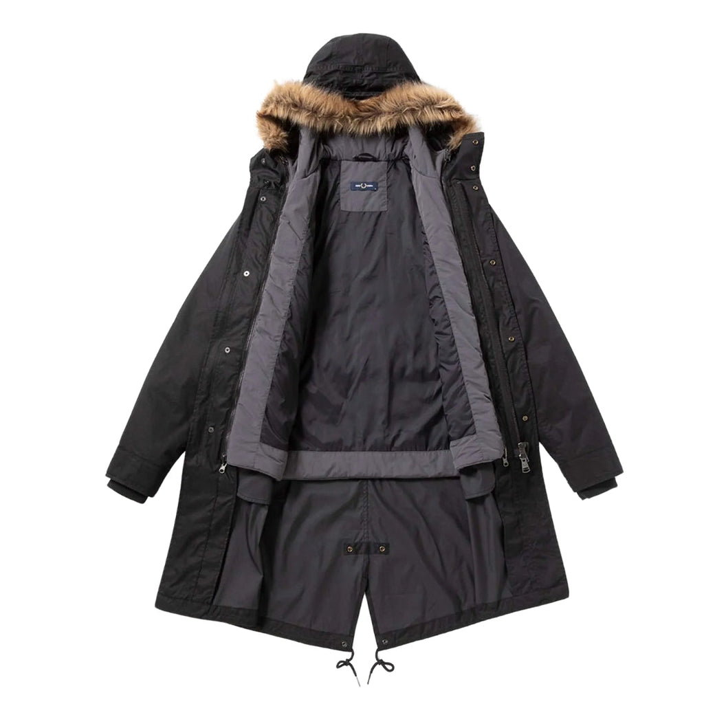 FRED PERRY J6504 184 BLACK 2 In 1 ZIP-IN LINER PARKA M