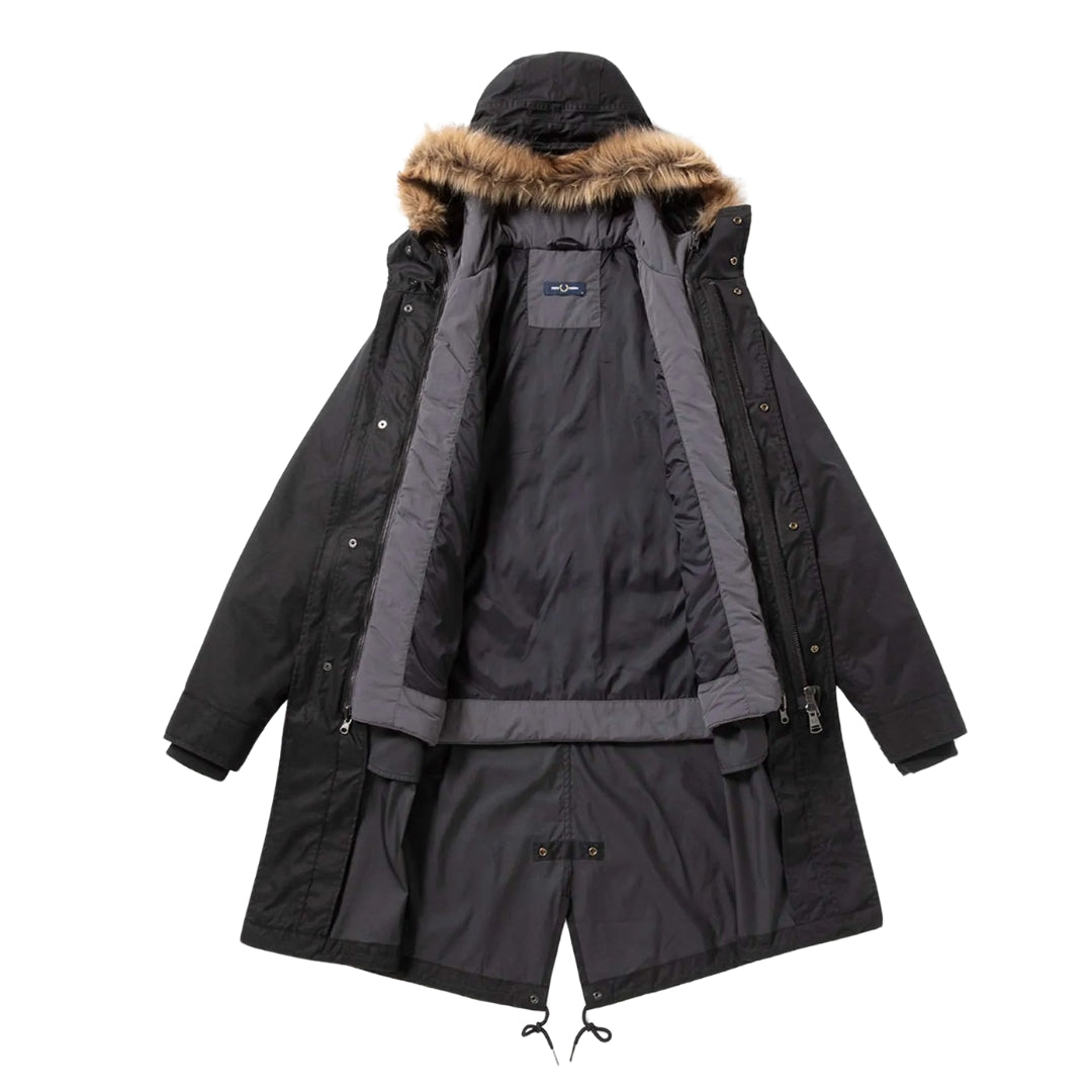 FRED PERRY J6504 184 BLACK 2 In 1 ZIP-IN LINER PARKA M