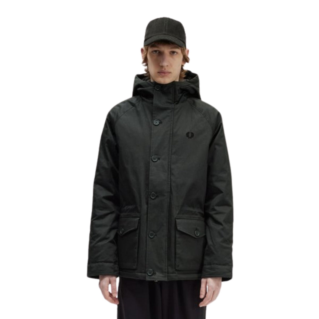 FRED PERRY J6505 Q20 NIGHT GREEN SHORT SNORKEL PARKA M