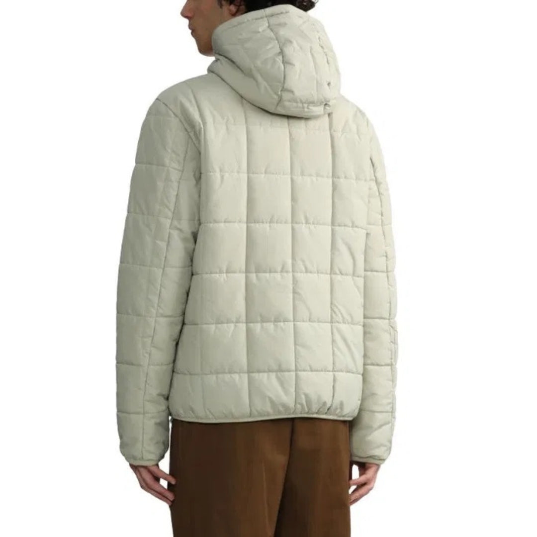 FRED PERRY J6517 P04 LIGHT OYSTER GRID DETAIL INSULATED JACKET S