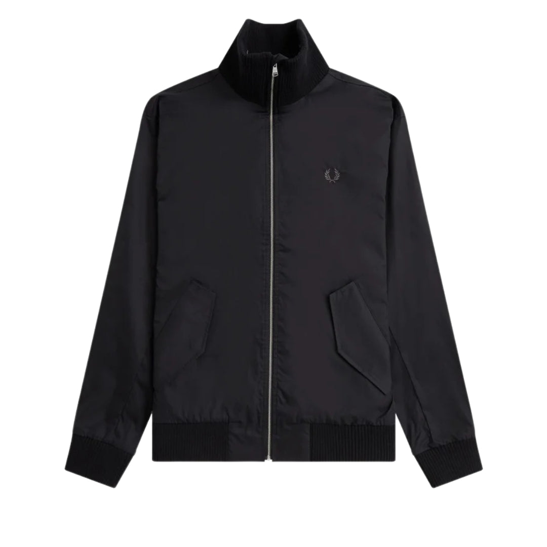 FRED PERRY J6521 102 BLACK KNITTED RIB TENNIS BOMBER XS