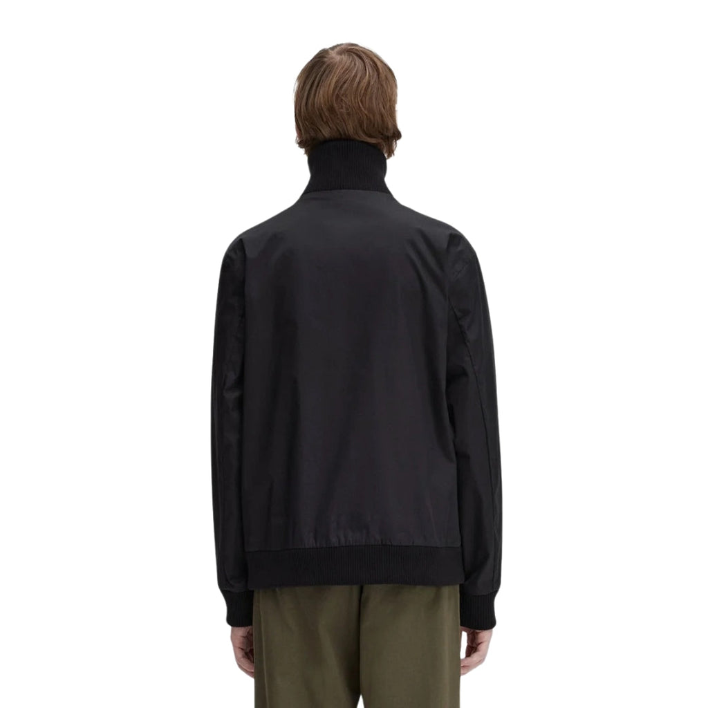 FRED PERRY J6521 102 BLACK KNITTED RIB TENNIS BOMBER XS