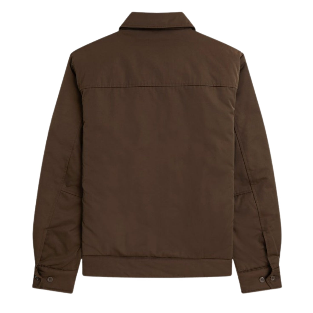 FRED PERRY J6522 Q21 BURNT TOBACCO QUILTED ZIP THROUGH JACKET S