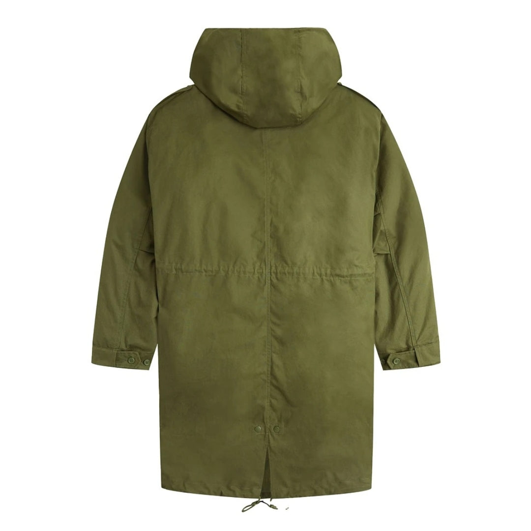 FRED PERRY J6525 Q50 PARKA GREEN FUR LINED PARKA M