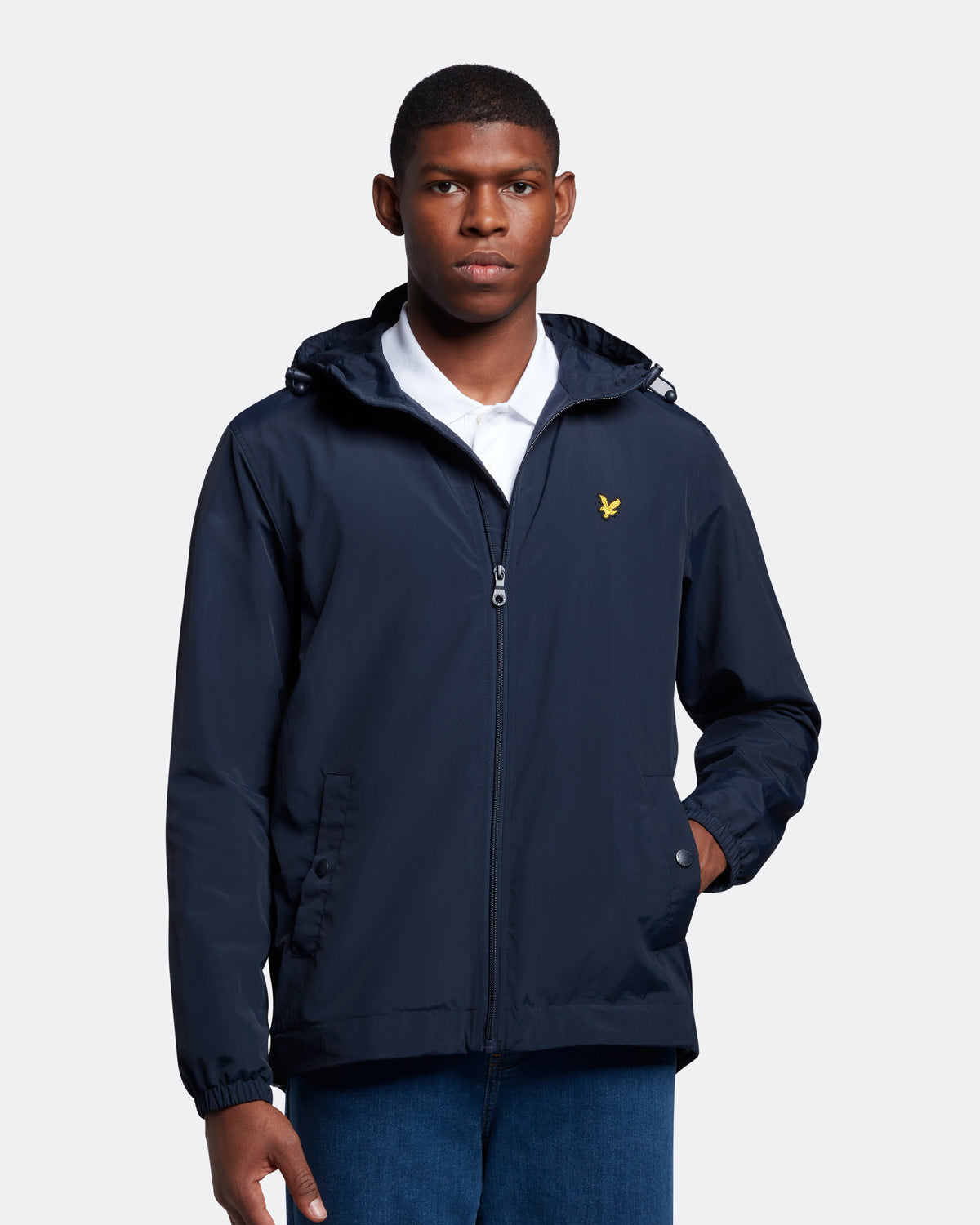 Lyle Scott Branded Navy Blue Hooded Short Lightweight Jacket
