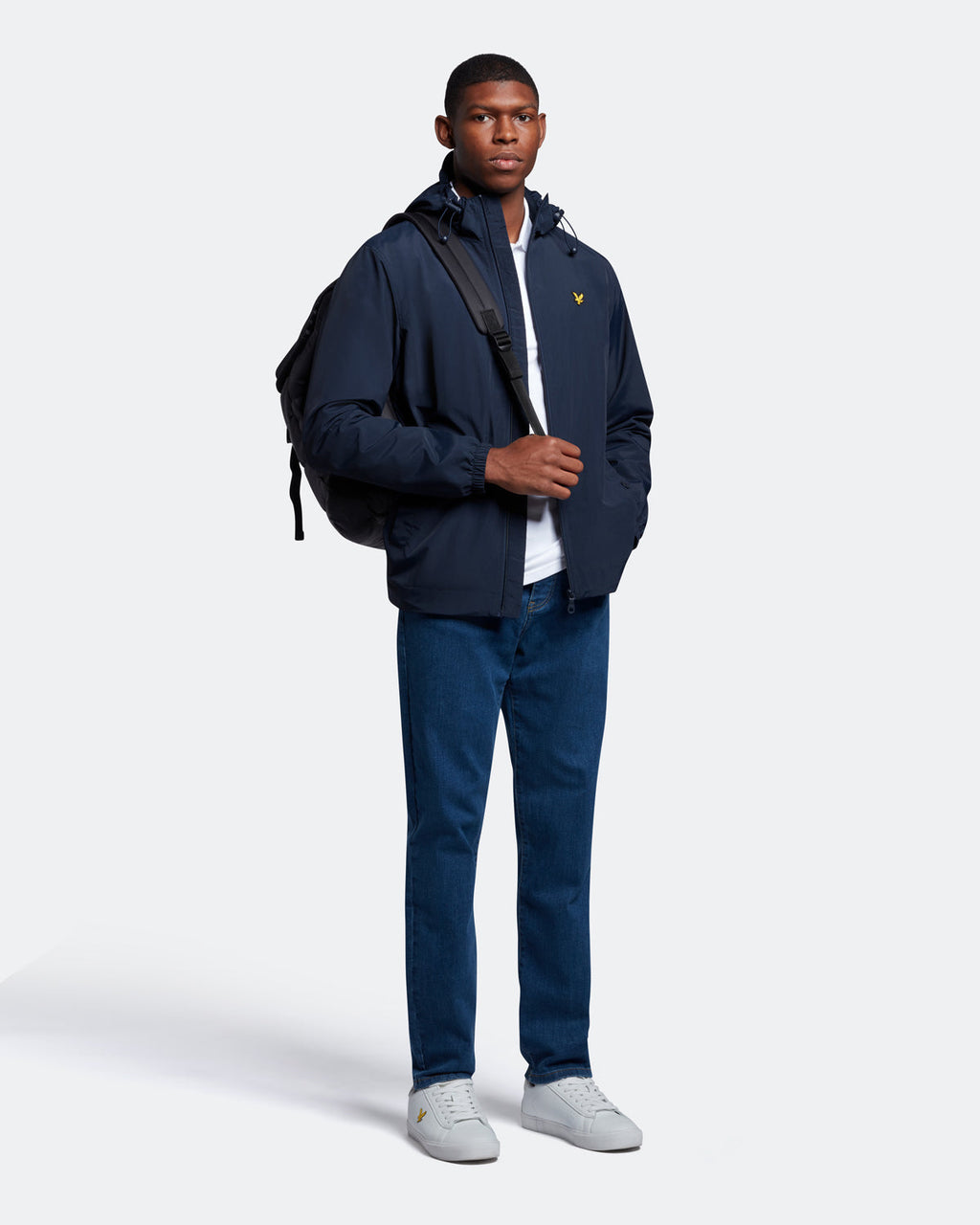 Lyle Scott Branded Navy Blue Hooded Short Lightweight Jacket