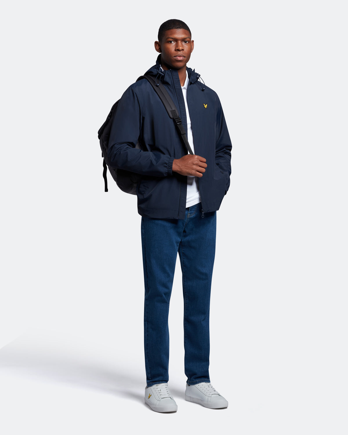 Lyle Scott Branded Navy Blue Hooded Short Lightweight Jacket