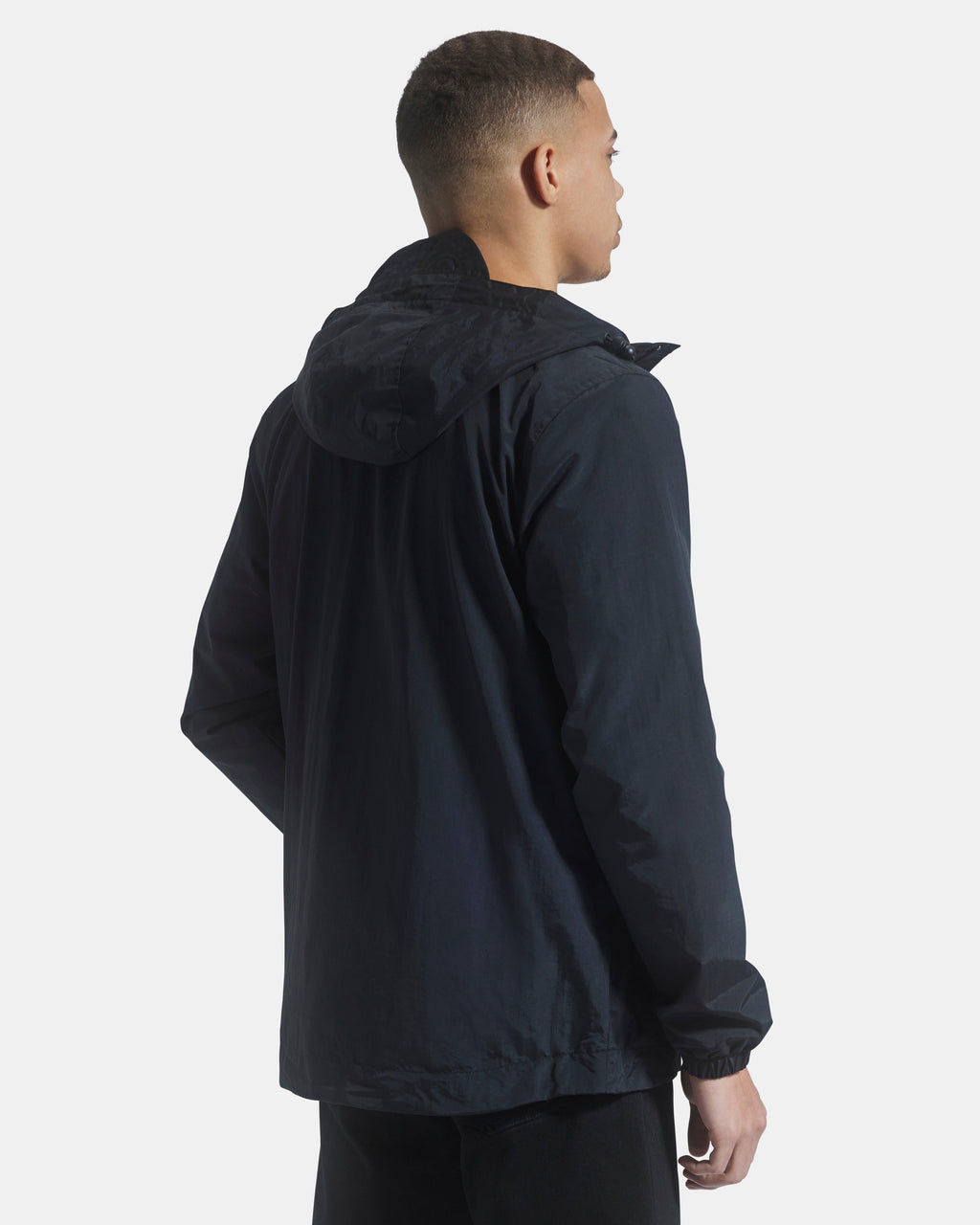 Lyle Scott Branded Jet Black Hooded Short Lightweight Jacket