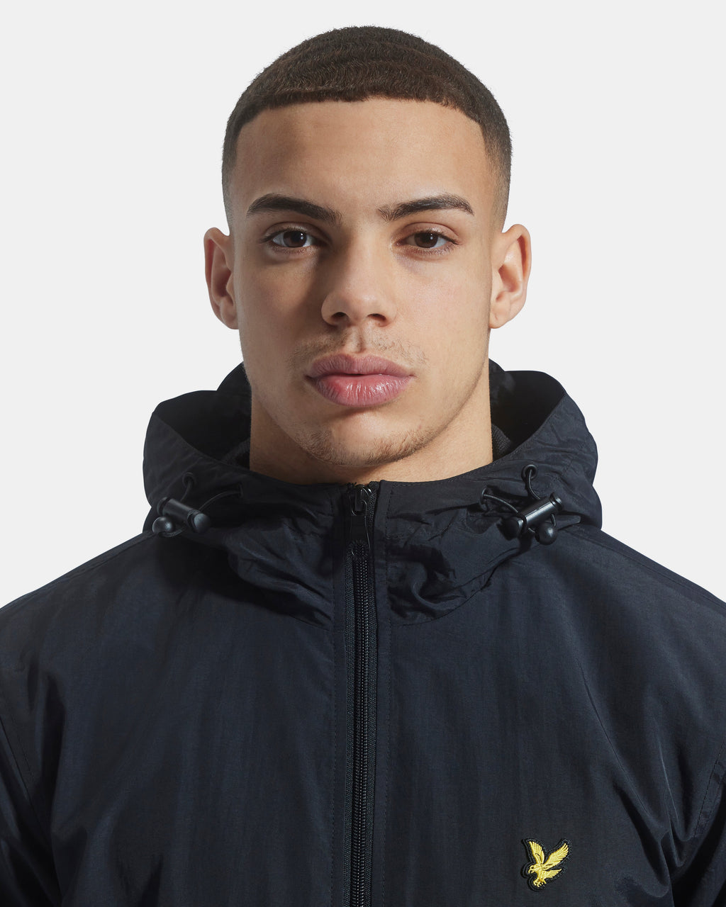 Lyle Scott Branded Jet Black Hooded Short Lightweight Jacket
