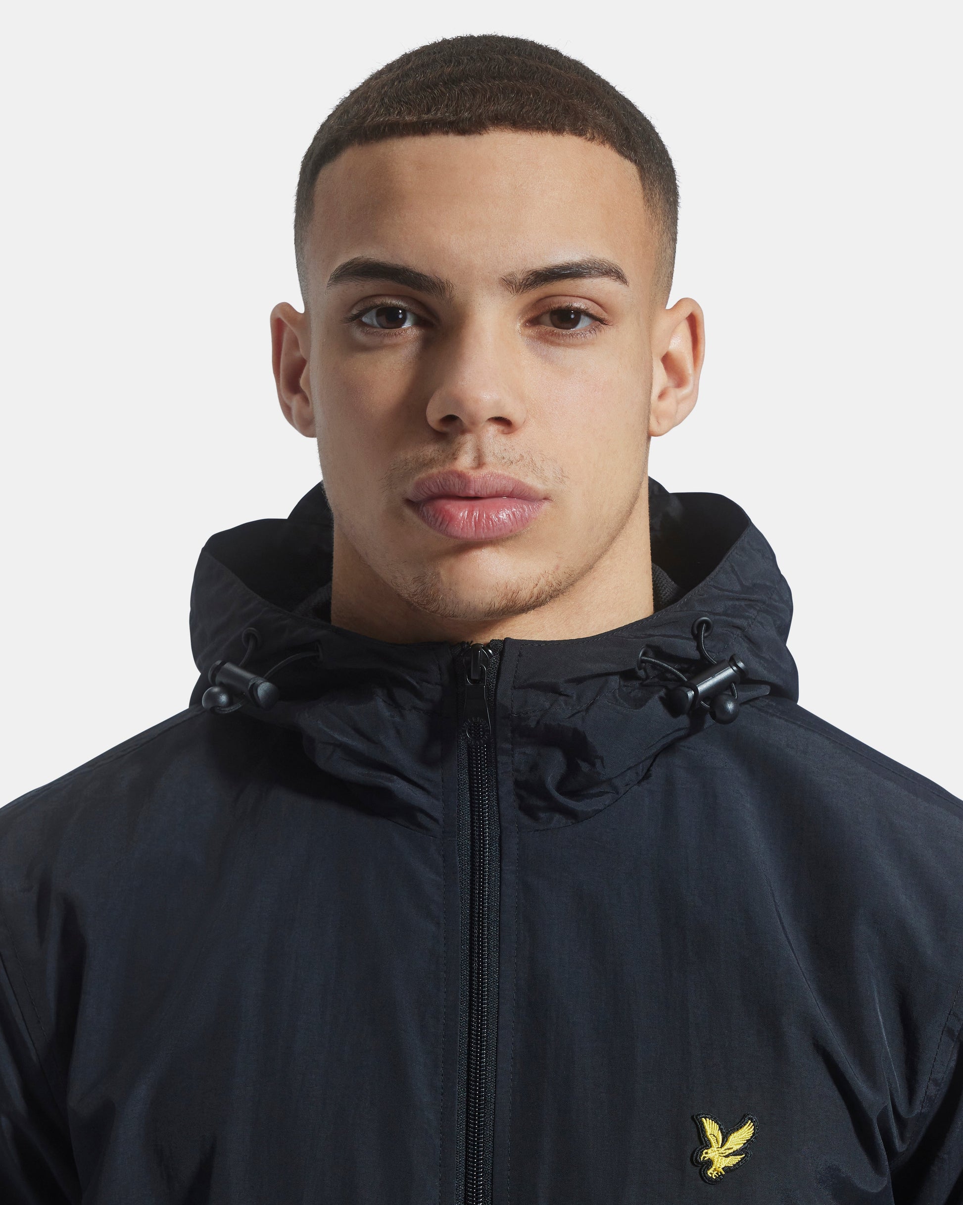 Lyle Scott Branded Jet Black Hooded Short Lightweight Jacket