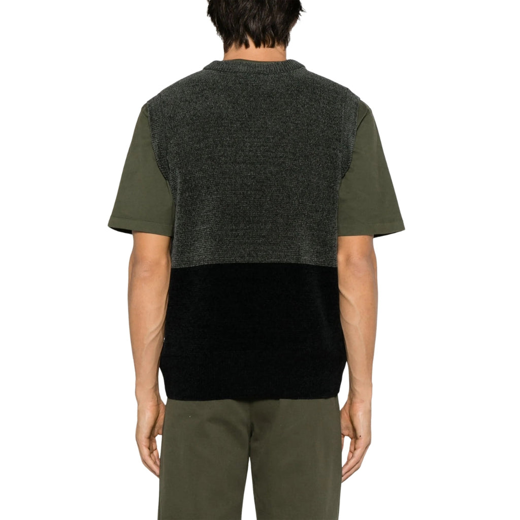 FRED PERRY K6520 638 FIELD GREEN CHENILLE COLOURBLOCK TANK TOP VEST S