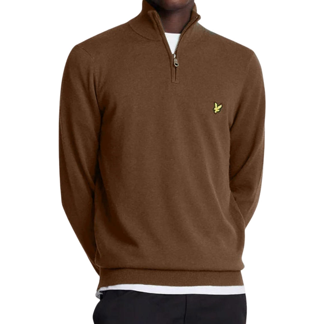 Lyle & Scott Plain Branded Cotton Merino Quarter Zip Wild Nettle Jumper S
