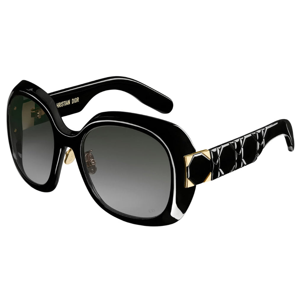 Dior Lady 9522 R2F Cd40114F 10A1 01B Shiny Black Frame Smoke Grey Lens Sunglasses Womens