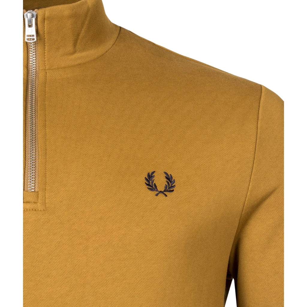 Fred Perry M3574 S81 Dark Caramel 1/4 Zip Sweatshirt Mens XS