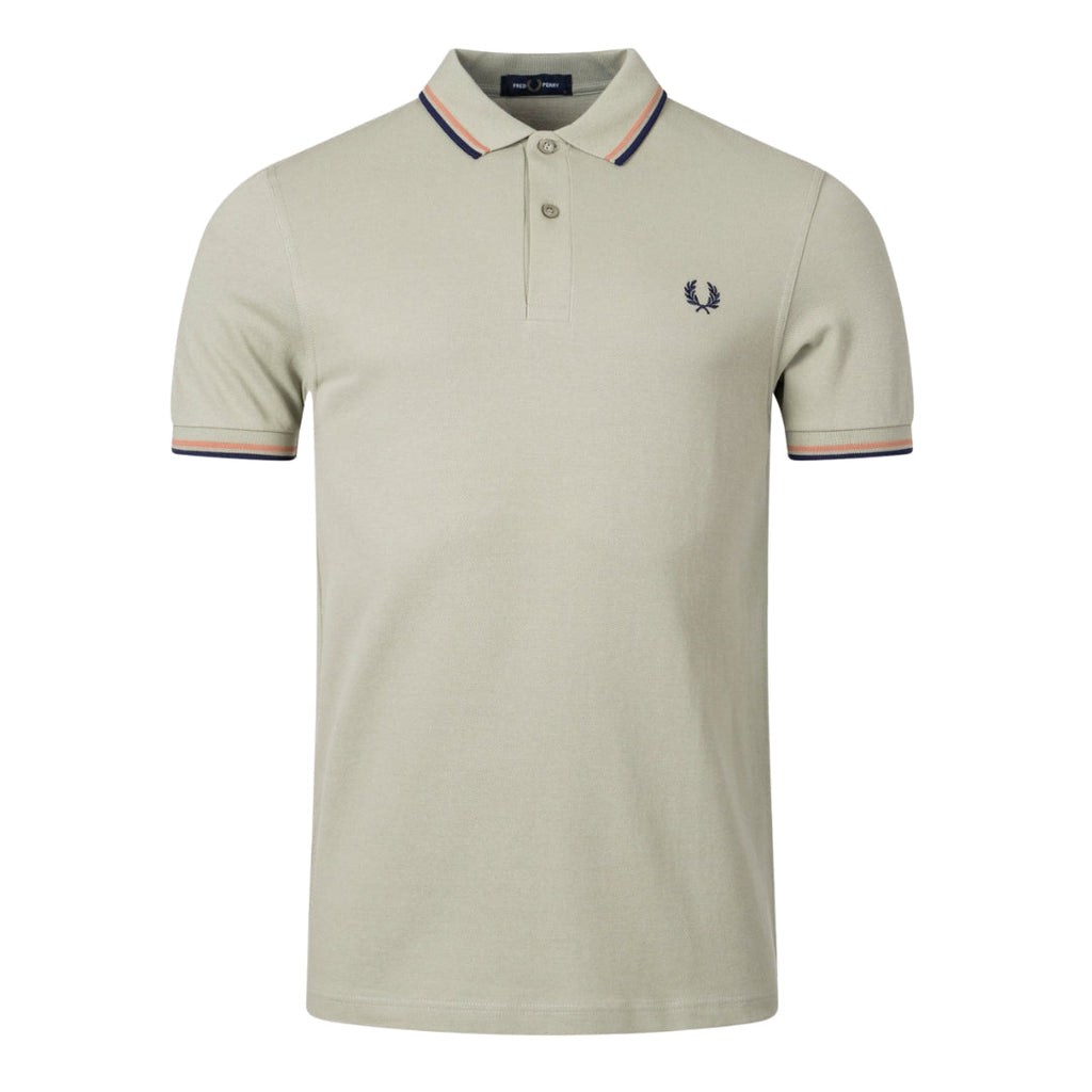 FRED PERRY M3600 T52 SEAGRASS/RUST/FRENCH NAVY TWIN TIPPED POLO SHIRT M