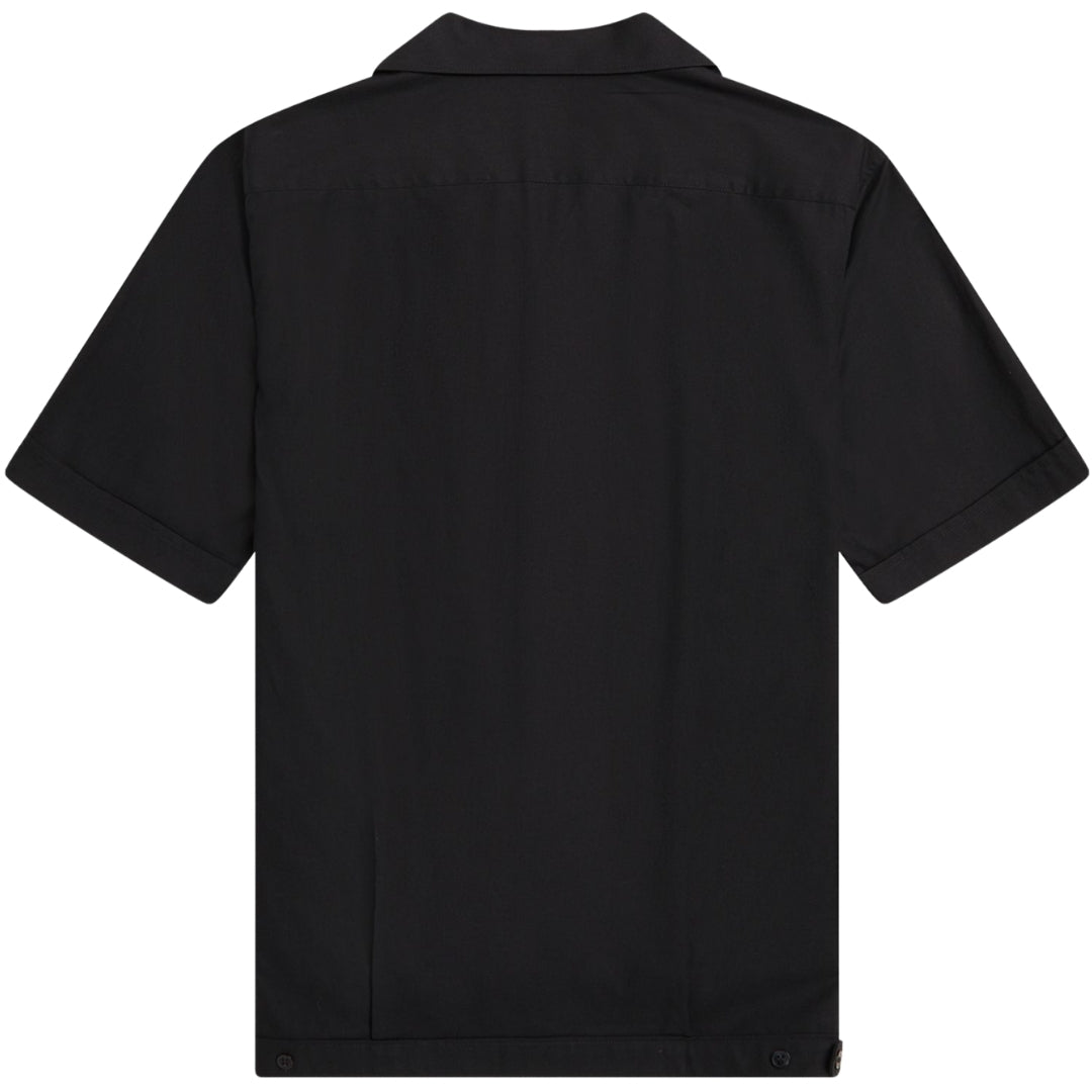 Fred Perry Black Panelled Short Sleeve Bowling Shirt XS