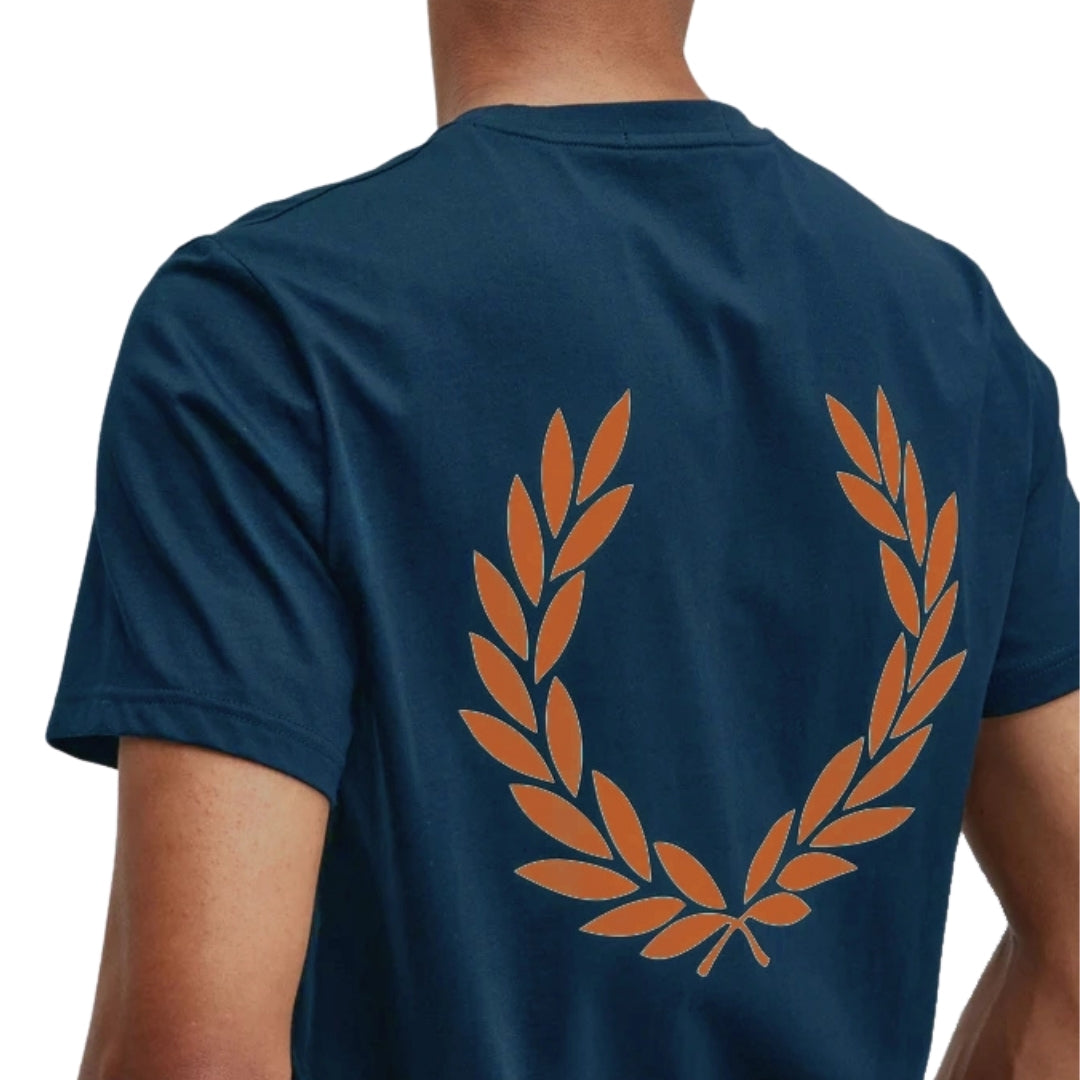 FRED PERRY M5631 963 963 MIDNIGHT BLUE BACK GRAPHIC T-SHIRT MEN XXL