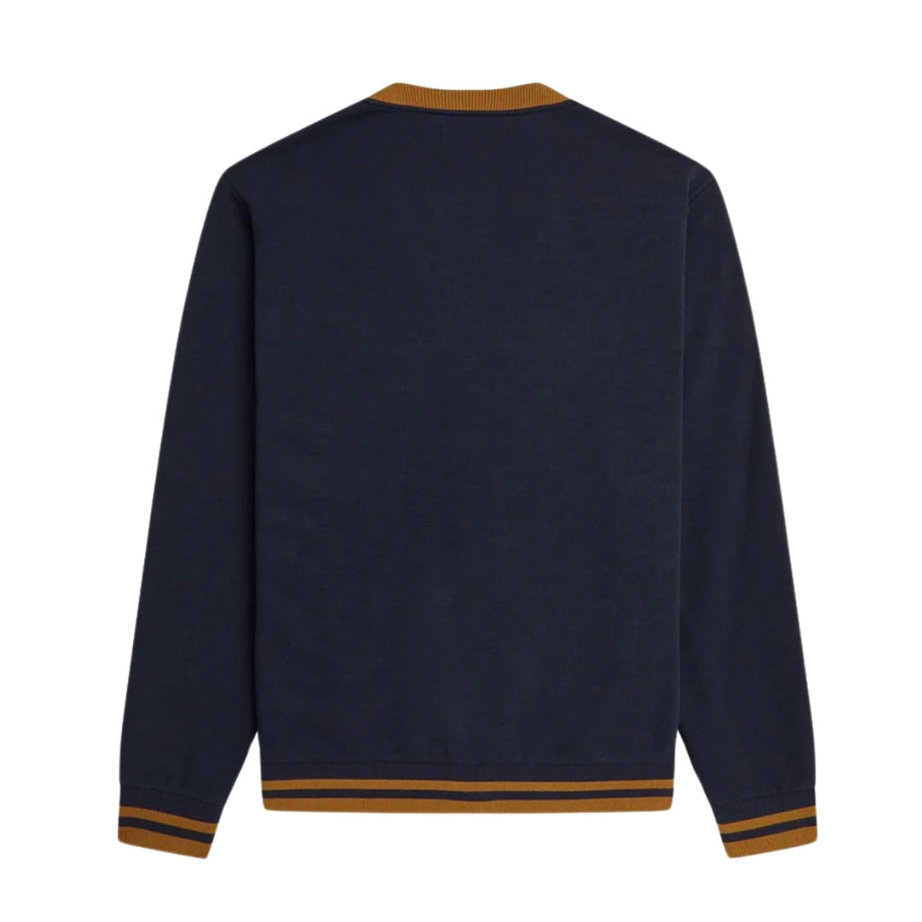 FRED PERRY M6589 608 NAVY BUTTON THROUGH SWEATSHIRT/CARDIGAN S
