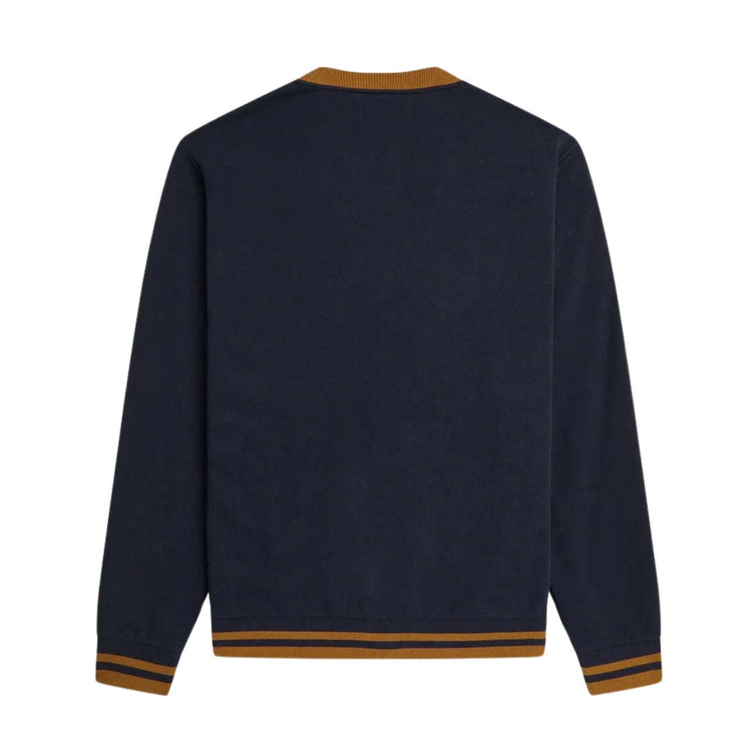 FRED PERRY M6589 608 NAVY BUTTON THROUGH SWEATSHIRT/CARDIGAN S