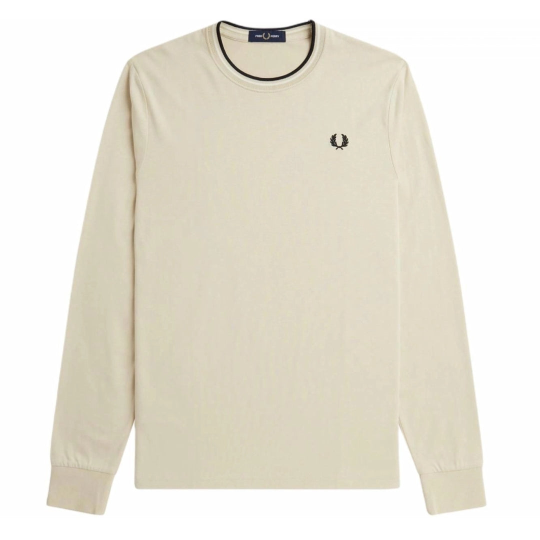 Fred Perry M9602 U87 Beige Long Sleeve T-shirt Mens XS