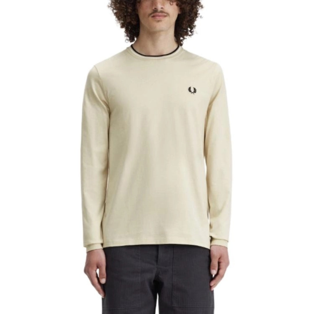Fred Perry M9602 U87 Beige Long Sleeve T-shirt Mens XS