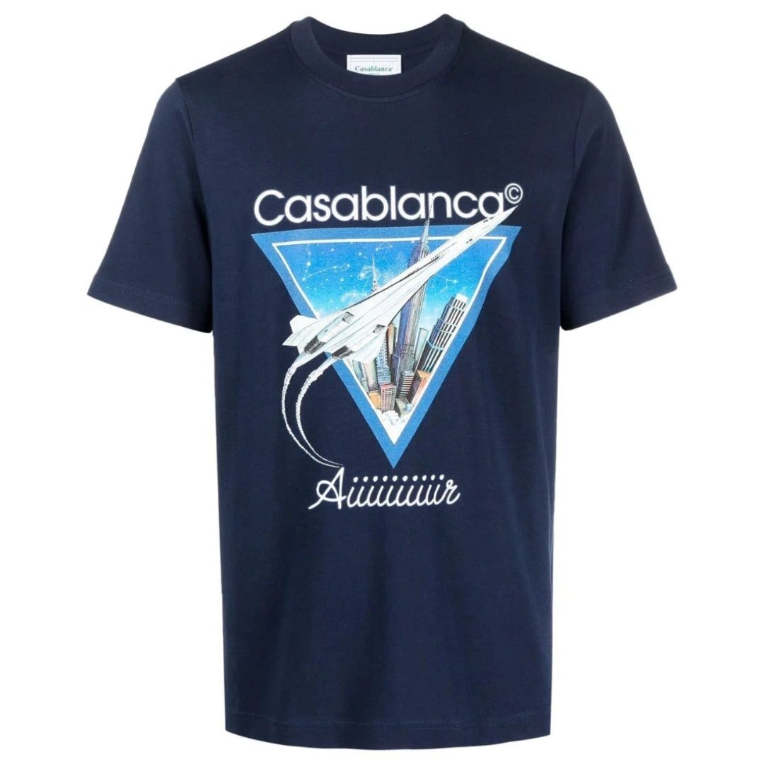 Casablanca Air Concorde Design Navy Blue T-Shirt XS