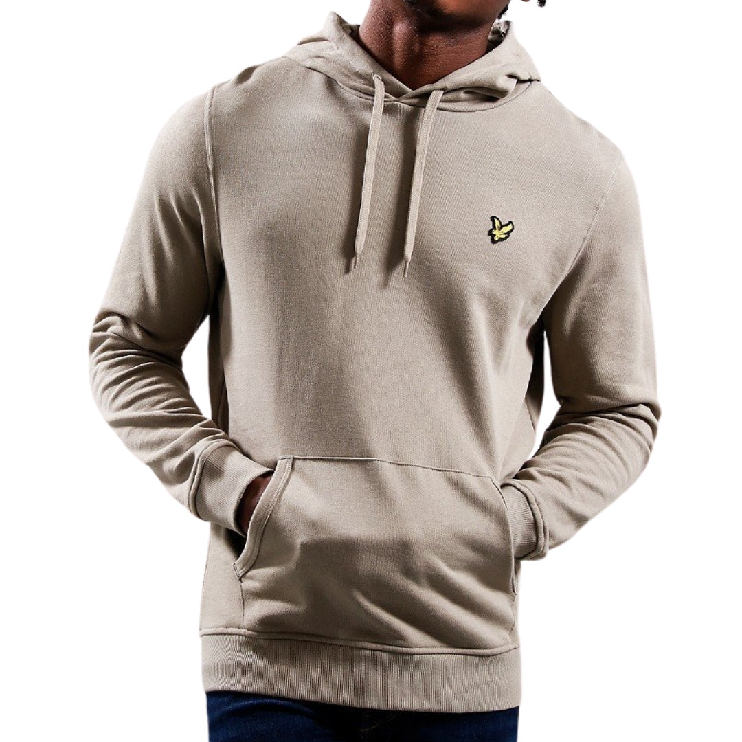 Lyle & Scott Branded Khaki Smoke Beige Pull-over Hoodie S