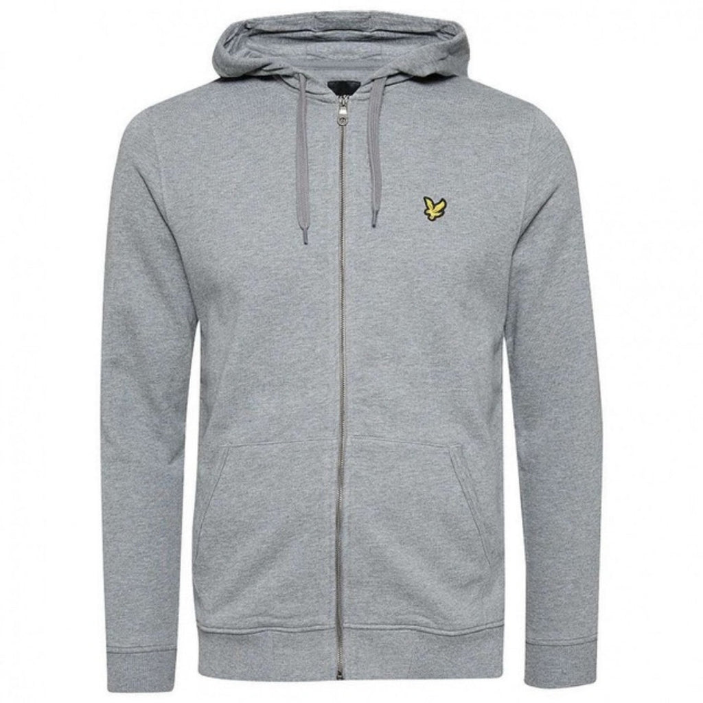 Lyle & Scott Plain Branded Mid Grey Marl Zip-Up Hoodie S