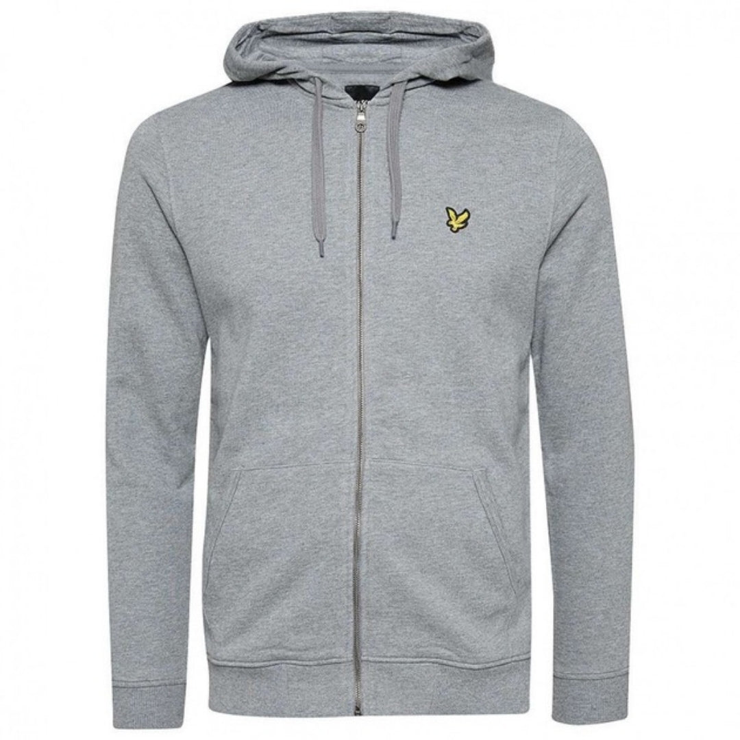Lyle & Scott Plain Branded Mid Grey Marl Zip-Up Hoodie S