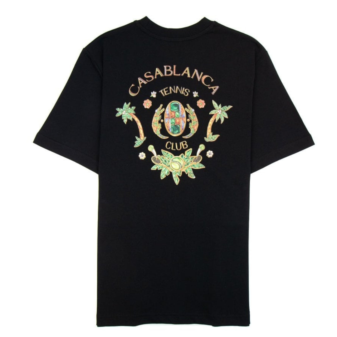 CASABLANCA CASA JOYAUX D'AFRIQUE TENNIS CLUB BLACK T-SHIRT S