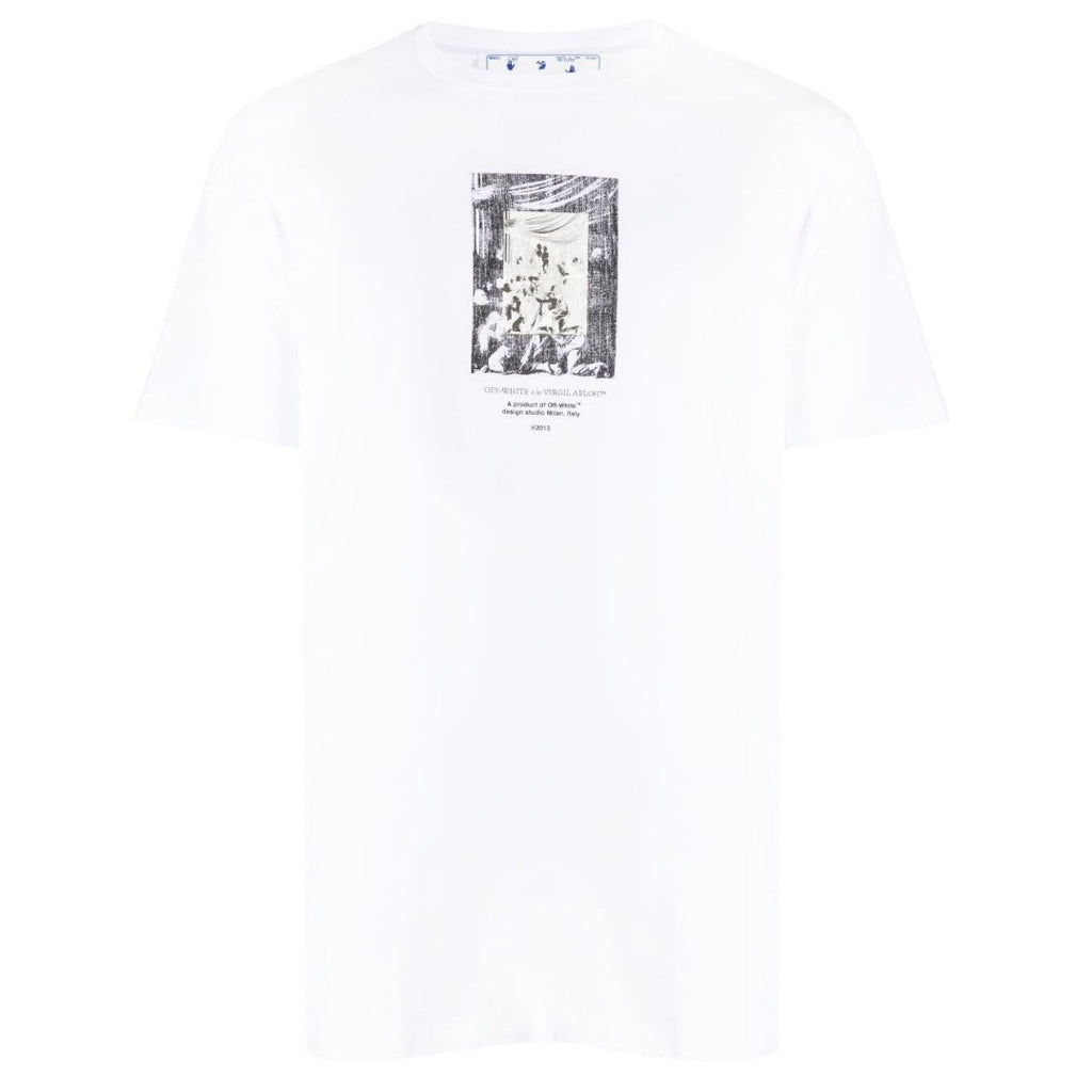 Off-White Paint Mirror Logo Slim Fit White T-Shirt XS