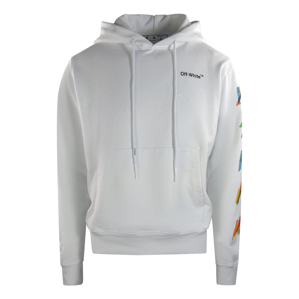 Off White Smr Print Logo Slim Fit White Hoodie