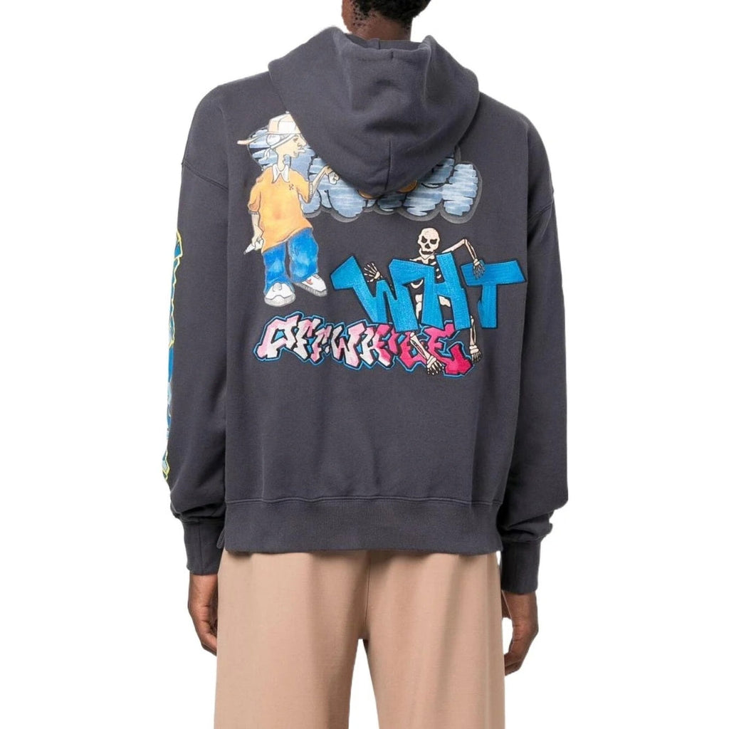 Off-White Graffiti Pupp Skate Hoodie Outerspace L