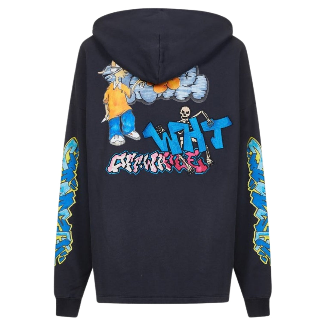Off-White Graff Pupp Long Skate Hoodie Outerspace S