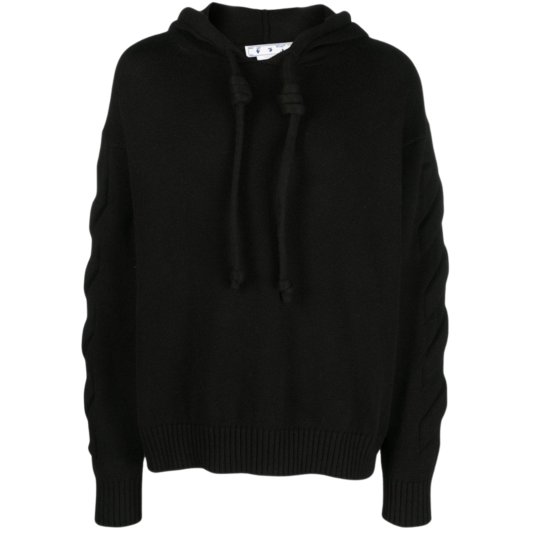 Off-White 3D Diag Knit Black Hoodie S