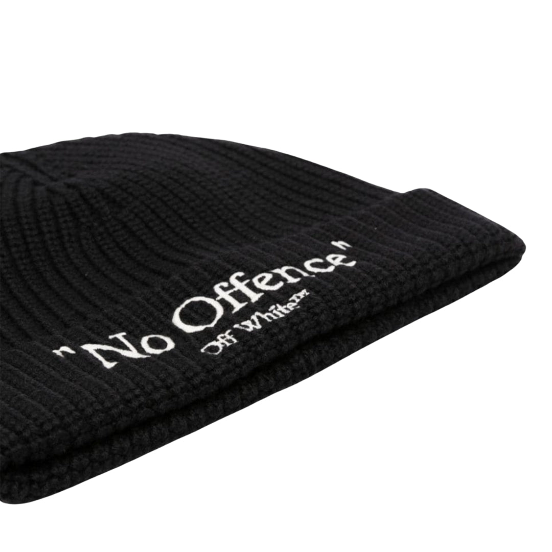 Off-White No Offence Logo Black Beanie OMLC041F23KNI0041004
