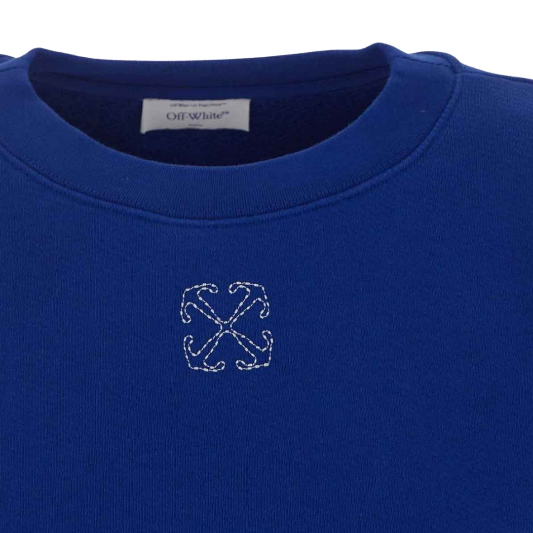 Off-White Embroidered Mini Arrow Cropped Crewneck Blue M