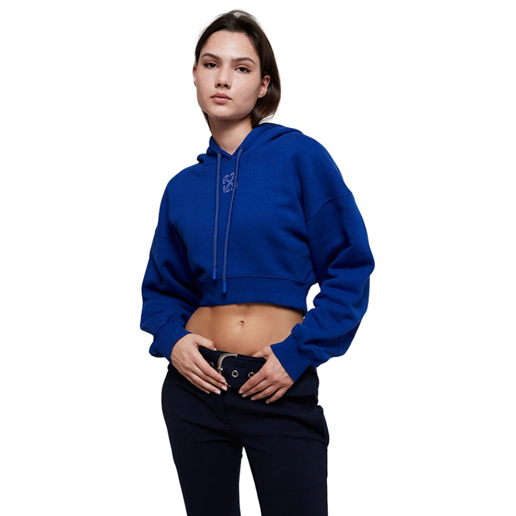 Off-White Embr Mini Arrow Crop Hoodie Blue XS